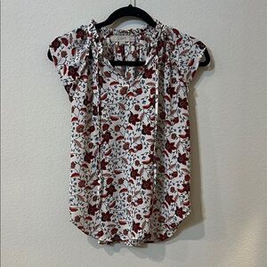 LOFT Floral Print Women's Top - Red and White